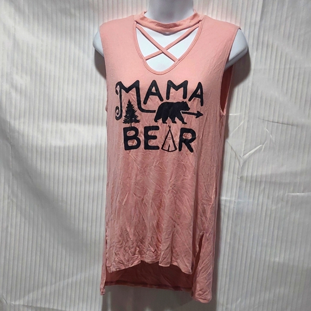 Small Zutter Pink Sleeveless 'Mama Bear' Graphic Top